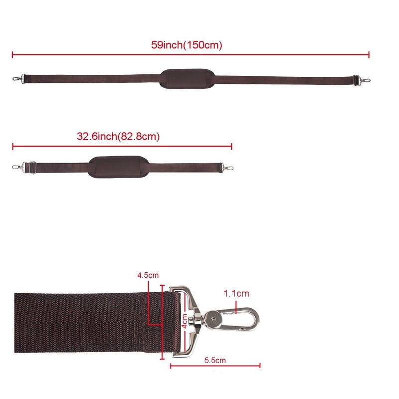 BOMKEE 59 Inch Universal Shoulder Strap Adjustable Bag Strap Replacement with Metal Swivel Hooks and Non-Slip Pad for Laptop Case Briefcase Messenger Bag Diaper Bag Camera Bag Travel Bag(Brown) - Image 3